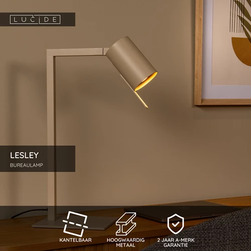 Lucide LESLEY - Bureaulamp - 1xGU10 - Taupe - USP